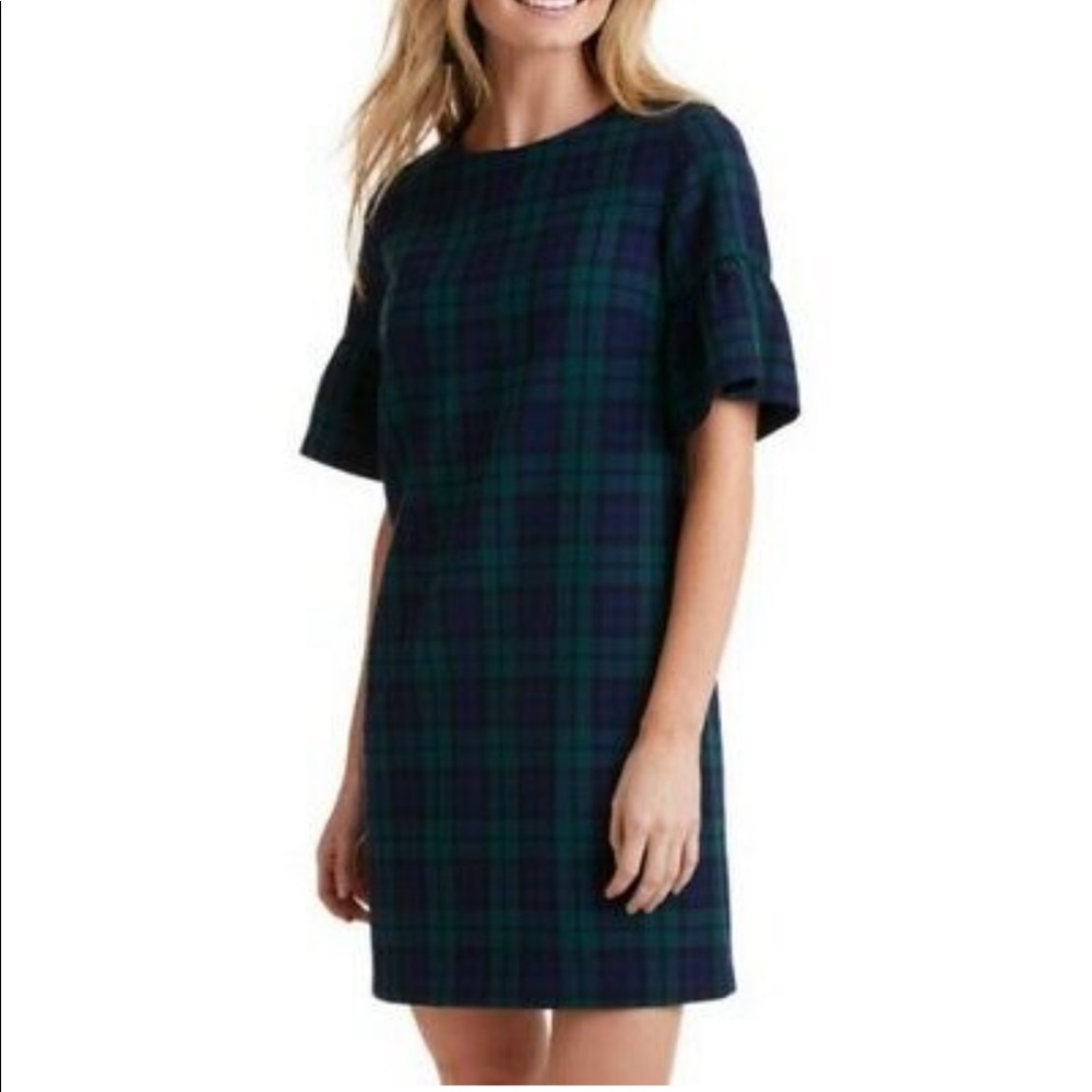 Vineyard Vines Blackwatch Flutter Sleeve Dress. Size 0.
